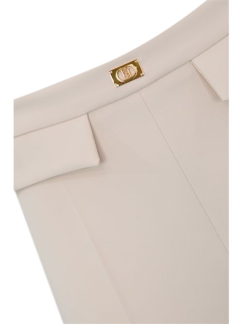 Pantalone slim in crepe con placchetta logo Elisabetta Franchi | PA07751E2193